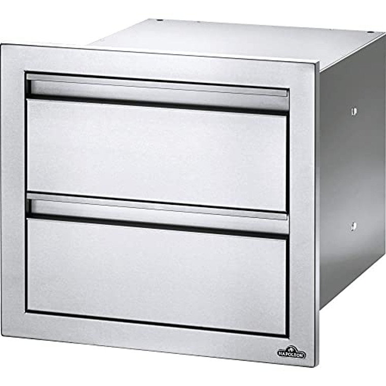 Napoleon BI-1816-2DR 18" x 16" Double Drawer Outdoor Kitchen Component, Stainless Steel