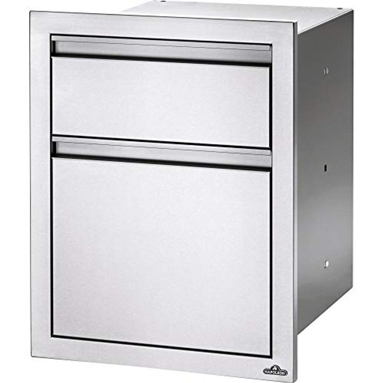 Napoleon BI-1824-2DR 18" x 24" Double Drawer: Large and Standard Outdoor Kitchen Component, Stainless Steel