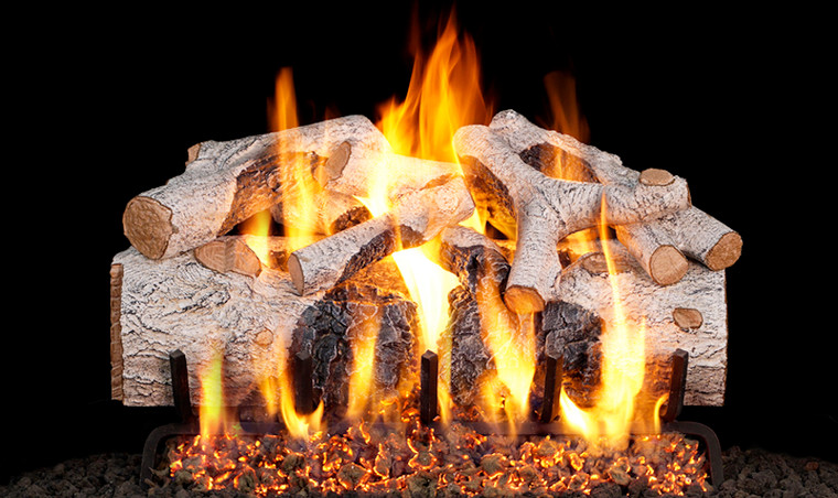 Peterson Real Fyre 30" Charred Mountain Birch Gas Log Set - CHMBW-30 + G46-30-02P