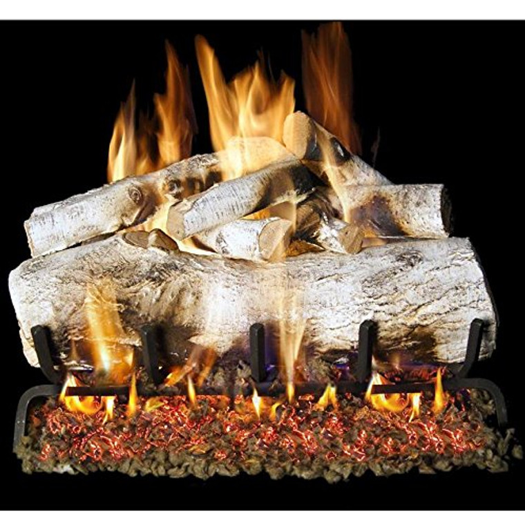 Peterson Real Fyre 30" White Mountain Birch Gas Log Set - MBW-30 + G4-30P