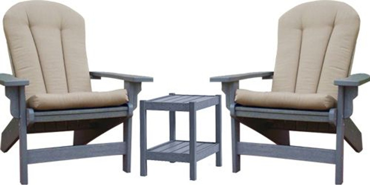 Breezesta 3 Piece Coastal Adirondack With Cushion And Accent Table Set