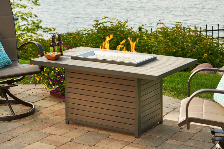 The Outdoor GreatRoom Brooks Rectangular Gas Fire Pit Table