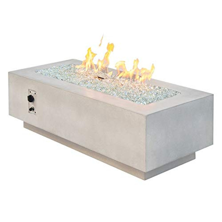 The Outdoor GreatRoom CV-54WT Cove Linear Gas Fire Pit Table, White, 54"