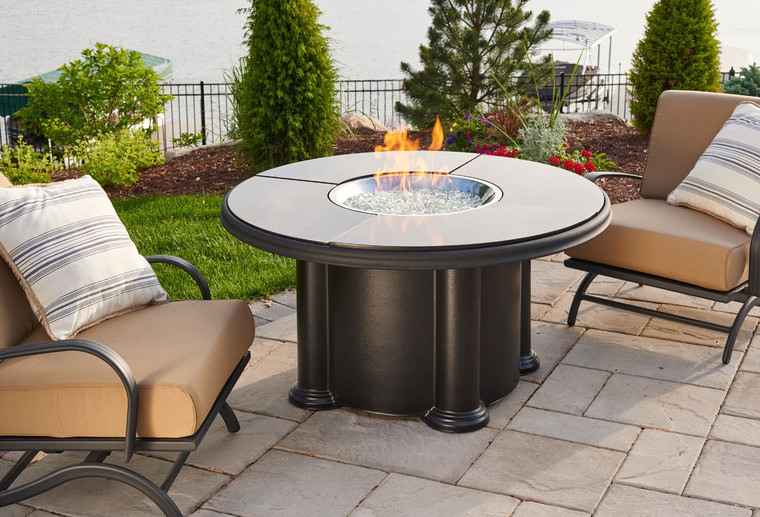 The Outdoor GreatRoom Black Grand Colonial Chat Height Gas Fire Pit Table