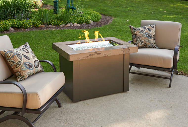 The Outdoor GreatRoom Brown Providence Rectangular Gas Fire Pit Table