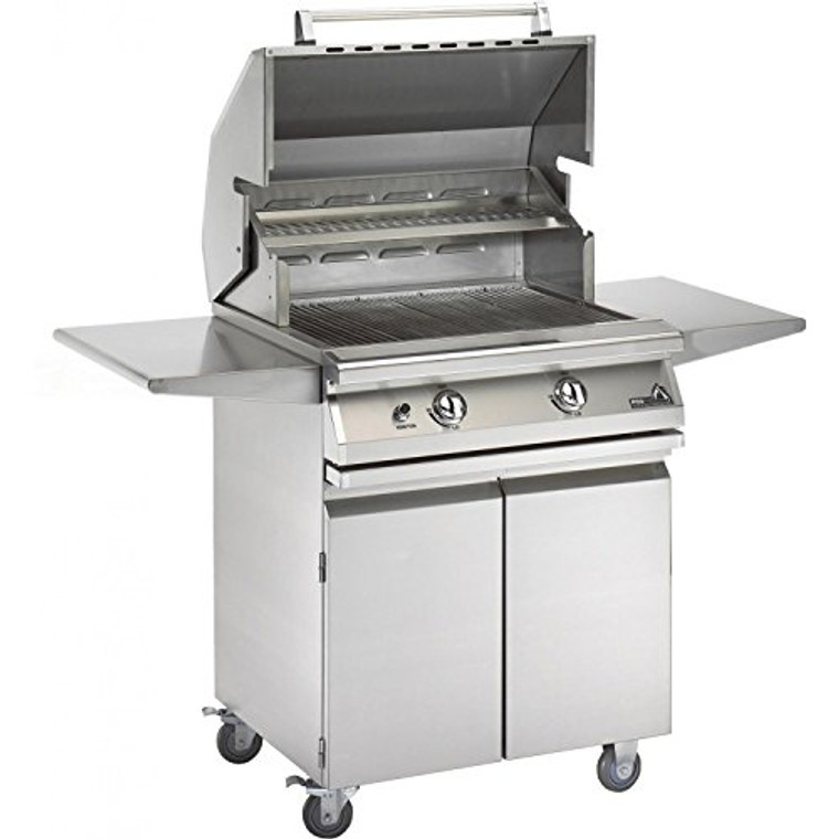 PGS Legacy Newport Gourmet 30 Inch Propane Gas Grill With Infrared Rear Burner And Rotisserie On Cart