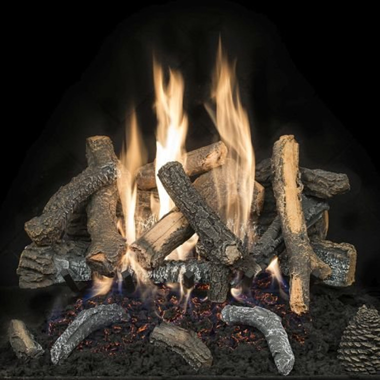 24" Cascade Char Stack Logs w/Convertible Safety Pilot Burner - NG