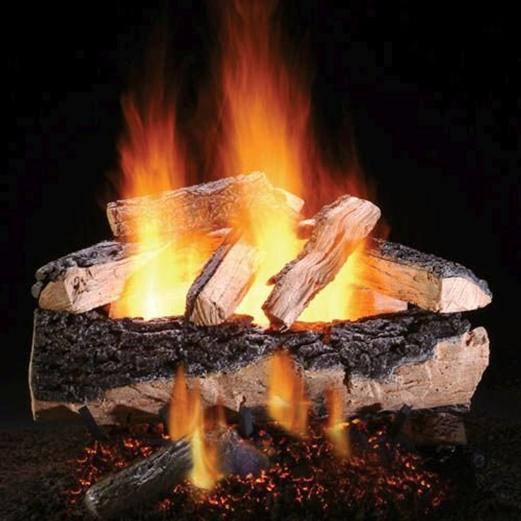 30" Magnificent Split Oak Logs w/See Thru Safety Pilot Burner - LP