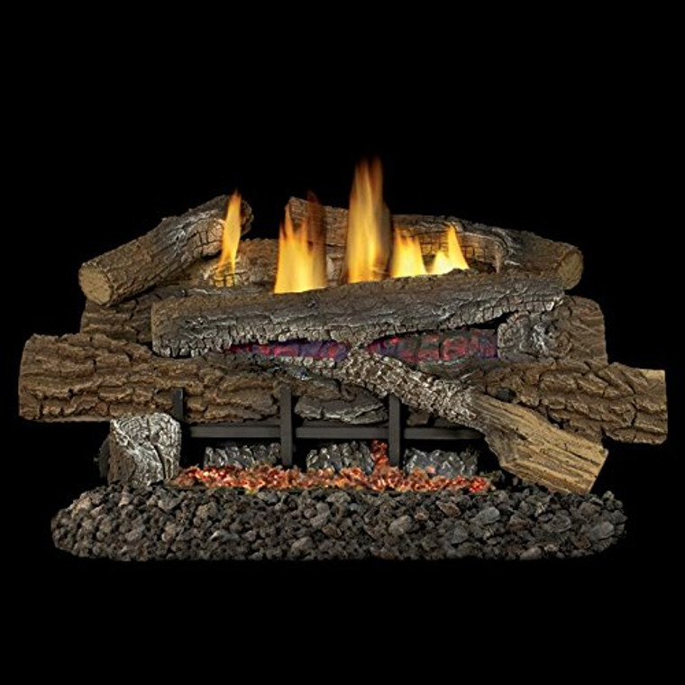 Superior Fireplaces 18-inch Boulder Mountain Gas Log Set With Vent-free Natural Gas Glow Ramp Burner - Variable Flame Remote