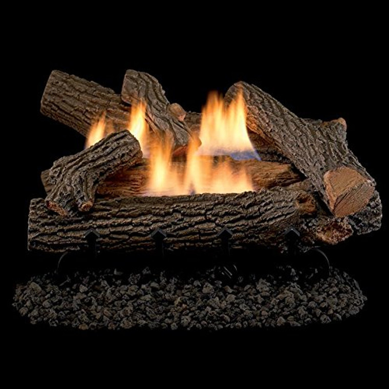 Superior Fireplaces 18-inch Crescent Hill Gas Logs With Vent-free Natural Gas Dual Flame Burner - Manual Safety Pilot