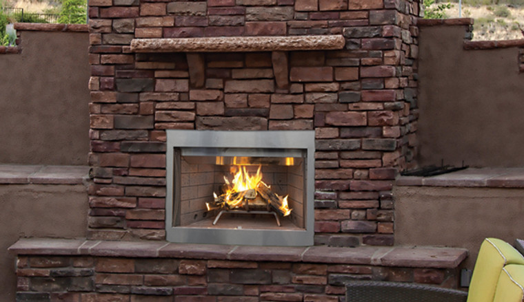 Superior WRE3036WH 36" Outdoor Wood Burning Fireplace, White Herringbone Refractory Panels