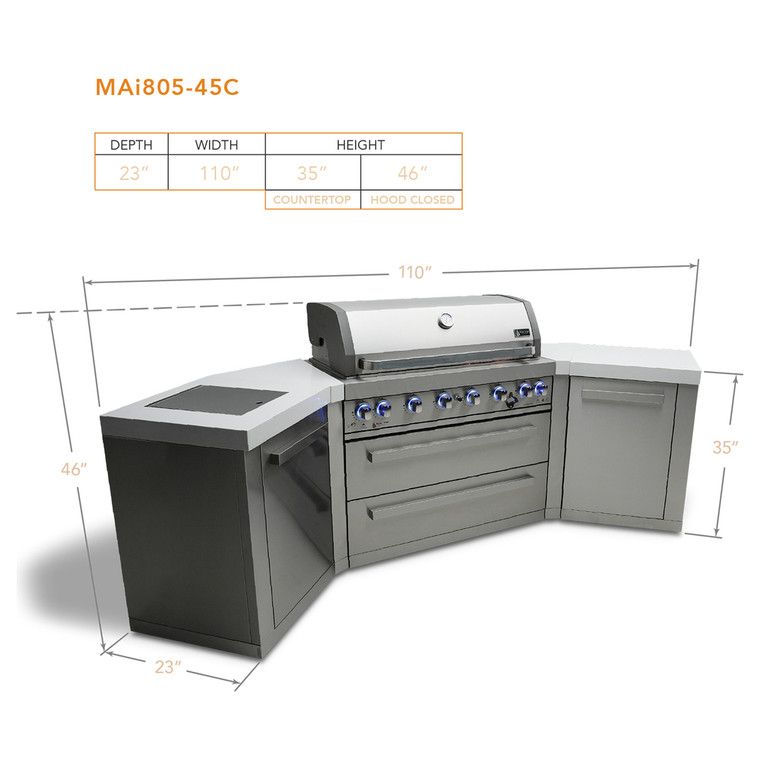 Mont Alpi 6-Burner Island with 45-Degree Corners - MAi805-45 