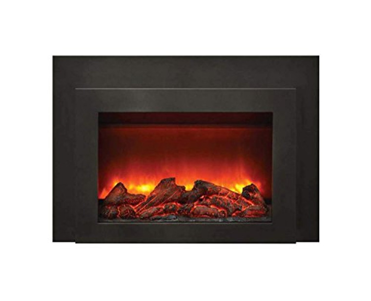 Sierra Flame Deep Electric Fireplace Insert with Black Steel Surround & Overlay