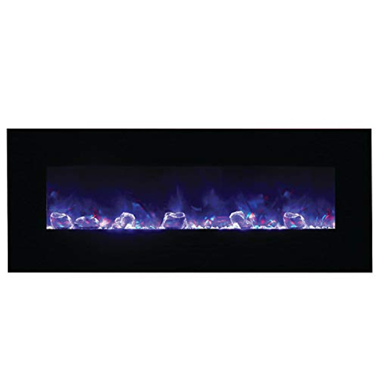 Sierra Flame Amantii 48" Flush Mount Fireplace with Black Glass Surround Log Set