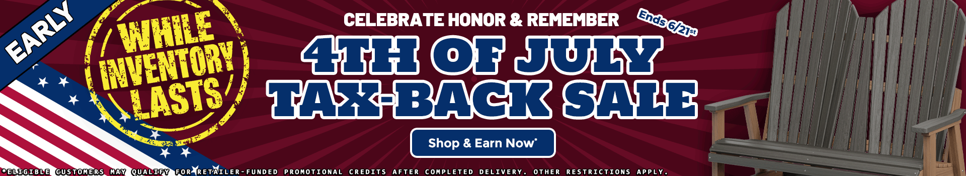 Early 4th of July Tax Back Sale