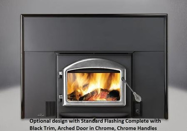 Napoleon EPI-1101M Oakdale Deluxe EPA Certified Wood Fireplace Insert Up to  55 000 BTUs complete with Heat Circulating Blower in Metallic