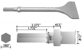 Jumbo Chisel for .580" Hex Shank - Oval Collar