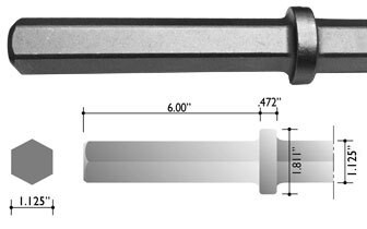 1-1/8" X 6" Hex Shank Pavement Breaker Steel