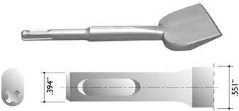3" Wide Bent Chisel for SDS Plus Shank