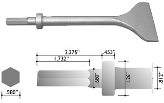 Jumbo Chisel for .580" Hex Shank - Round Collar