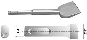 3" Wide Bent Chisel for SDS Plus Shank