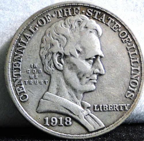 1918 Lincoln Illinois Commemorative Half Dollar (Cleaned)