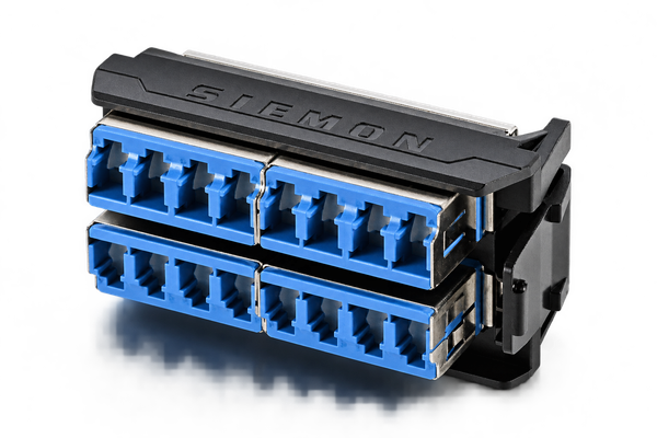 Placa Adaptadora LightVerse 24 Fibras MPO Plana Aqua Carcasa Negra