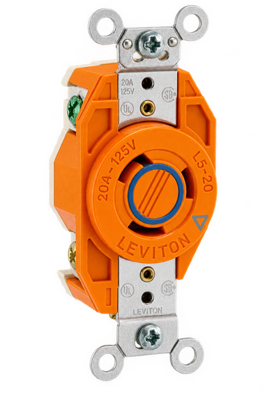Receptáculo Media Vuelta Industrial Tierra Aislada 20Amps 250Volts 2 Polos 3 Hilos NEMA L6-20R