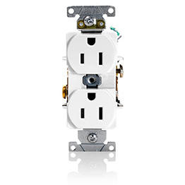 Receptáculo Dúplex 2 Polos 3 Hilos 15Amps 125Volts Blanco
