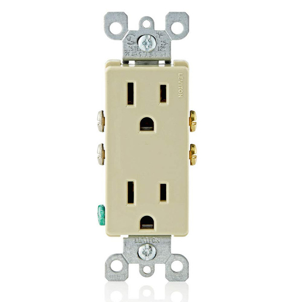 Receptáculo Dúplex 2 Polos 3 Hilos 15Amps 125Volts Decora Marfil