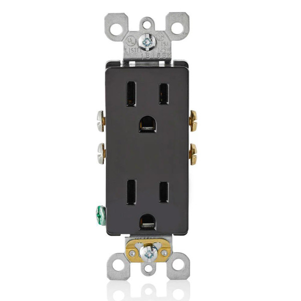 Receptáculo Dúplex Polarizado Con Tierra 15Amps 125Volts Decora Negro