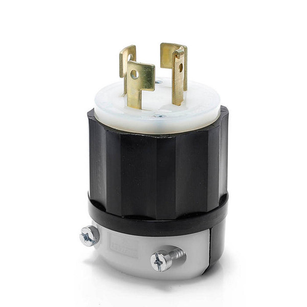 Clavija Media Vuelta Industrial Sin Tornillo Trifásica 4 Polos 4 Hilos 20Amps 120/208Volts No NEMA Blanco Negro