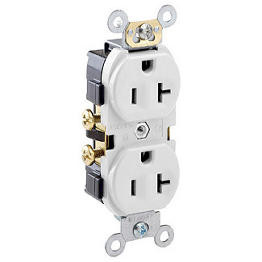 Receptáculo Dúplex Comercial 2 Polos 3 Hilos 20Amps 125Volts Blanco