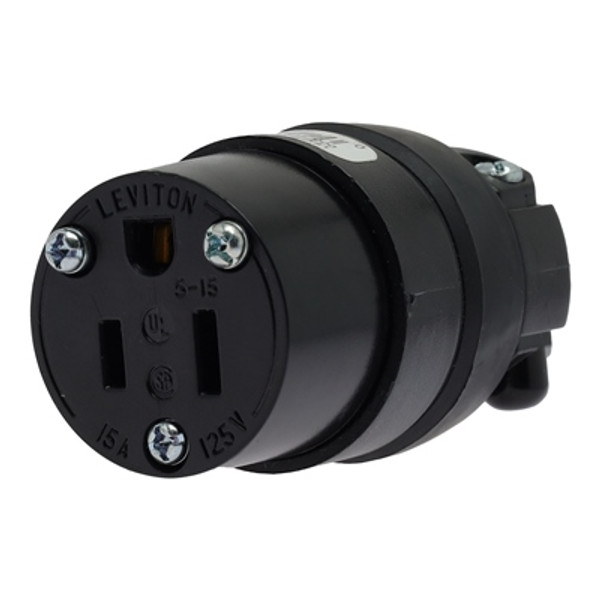 Conector De Hule 3 x 15Amps 125Volts Negro
