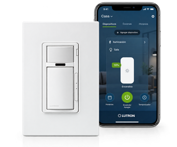 Atenuador Inteligente Leviton Decora Smart D2MSD con Sensor de Movimiento, Wi‑Fi, 3 Vías, Blanco