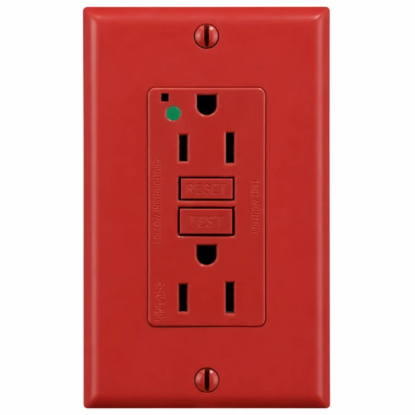 Receptáculo Dúplex GFCI Leviton GFNT1-HGR Grado Hospital, 15 A, 125 V, Rojo