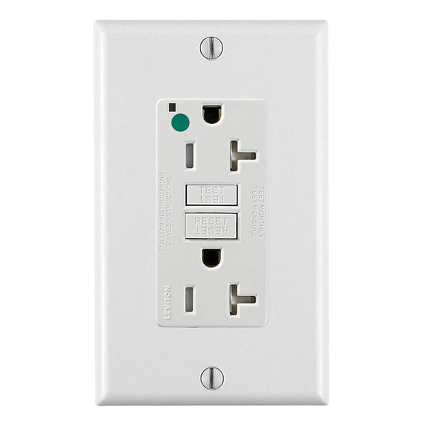 Interruptor De Circuito Fallo A Tierra Decora GFCI Smartlock 20Amps 125Volts Blanco