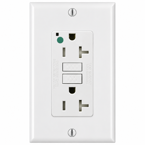 Receptáculo Dúplex GFCI Leviton GFTR2-HGW Grado Hospital Tamper Resistant, 20 A, 125 V, Blanco