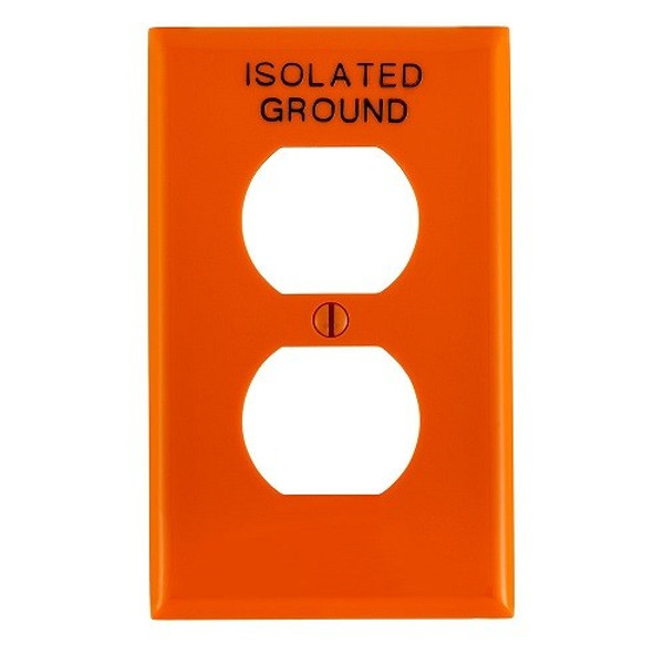 Placa De Nylon Para Contacto Dúplex Con Leyenda En Español “Tierra Aislada” Naranja