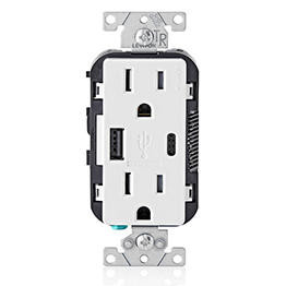 Receptáculo Dúplex Con Puertos USB Tipo A 15Amps 125Volts Decora Blanco