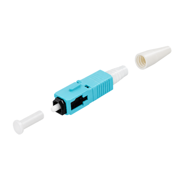 Conector de Fibra Óptica Siemon LightBow SC Simplex OM3/OM4 900 µm Aqua con Bota Blanca