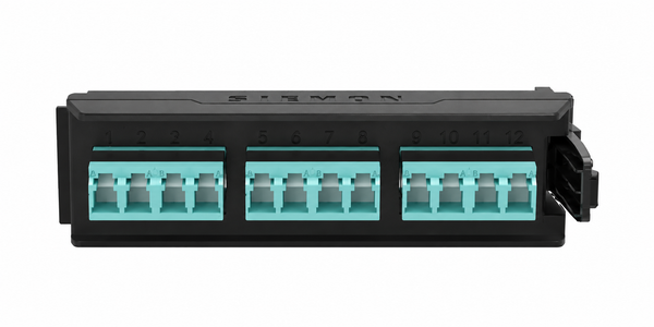 Placa Acopladora LightVerse 12 Fibras Obturador LC Plano Adaptador Aqua Carcasa Negra Y Funda De Cer