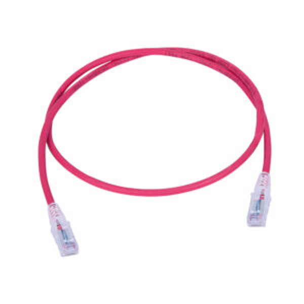 Patch Cord Cat 6 UTP 3 Pies Rojo Bota Transparente CM LSOH Granel