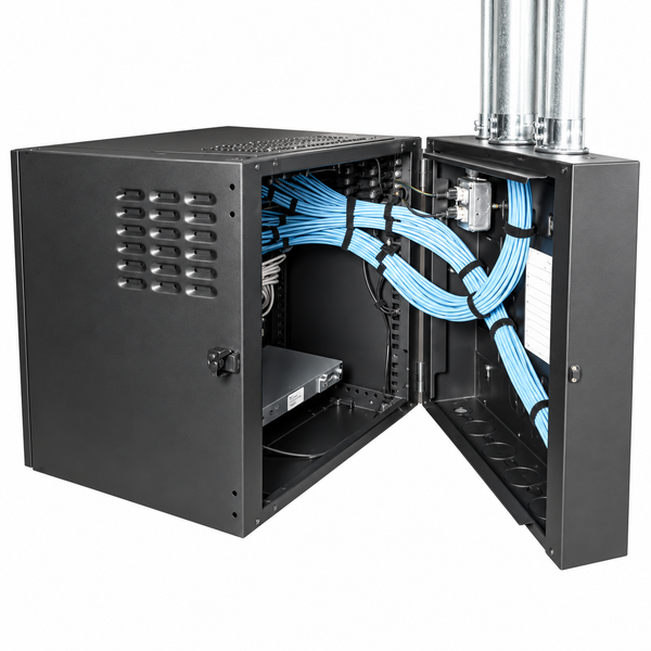 Gabinete de Montaje en Pared 737 mm Ancho x 762 mm Fondo con Paneles Laterales y Puerta Frontal Perforada Negra 18U