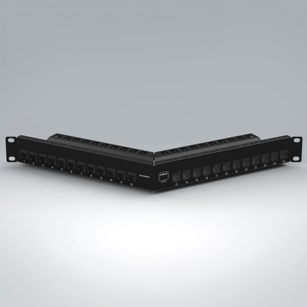 ZMAX 24 PORT 6A UTP PATCH PANEL ANGLED 1 RMS,BLACK,W JACKS