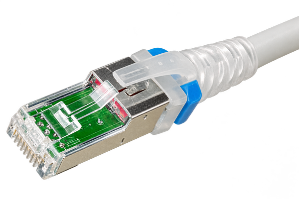 Patch Cord Z-MAX Cat 6A S/FTP T568A/B 10 Pies Rojo Bota Transparente CM LSOH
