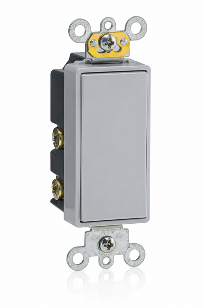 Interruptor Pulsador 1 Polo 15A 120/277V Decora Plus Color Gris