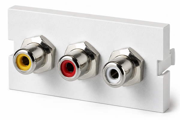 Módulo Ortronics Series II OR-60900316 con 3 Conectores RCA, 180°, Fog White