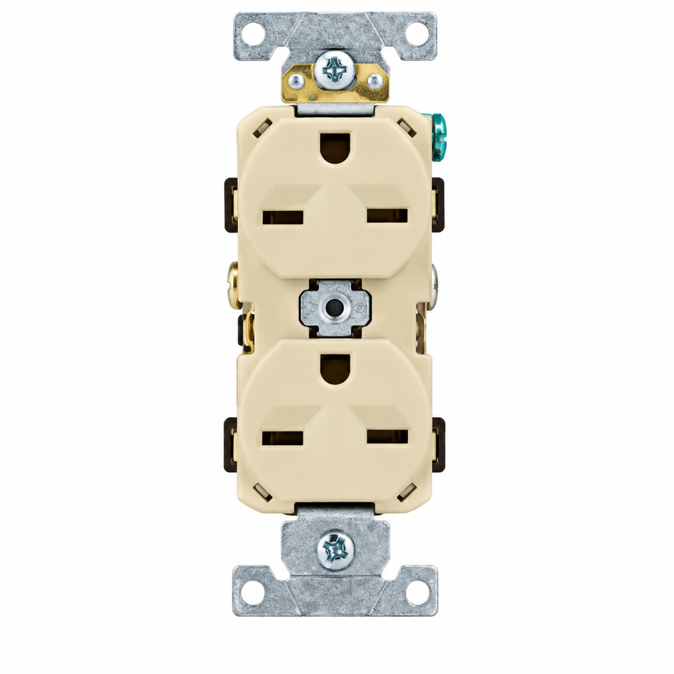 Receptáculo Dúplex 15Amps 250Volts NEMA 6-15R Marfil