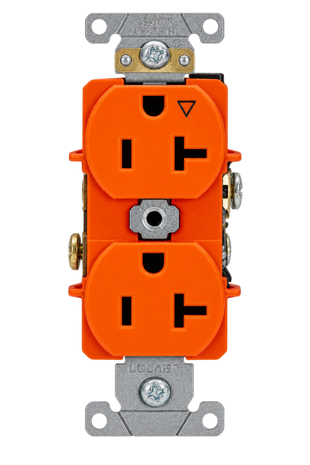 Receptáculo Dúplex Industrial Tierra Aislada 2 Polos 3 Hilos 20Amps 125Volts Naranja